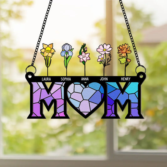 Personalized Birthday Flower Hanging Suncatcher Ornament - Mother's Day Gift For Mom/ Grandma