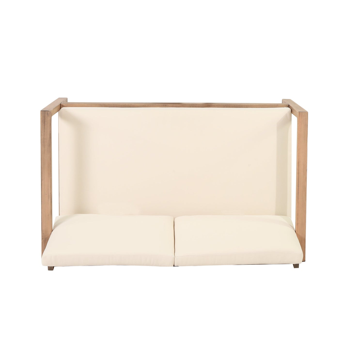 Outdoor Acacia Wood Loveseat and Coffee Table Set with Cushions