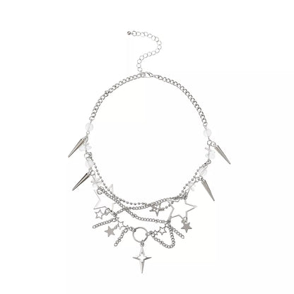 Gothic Star and Cross Charm Choker Necklace