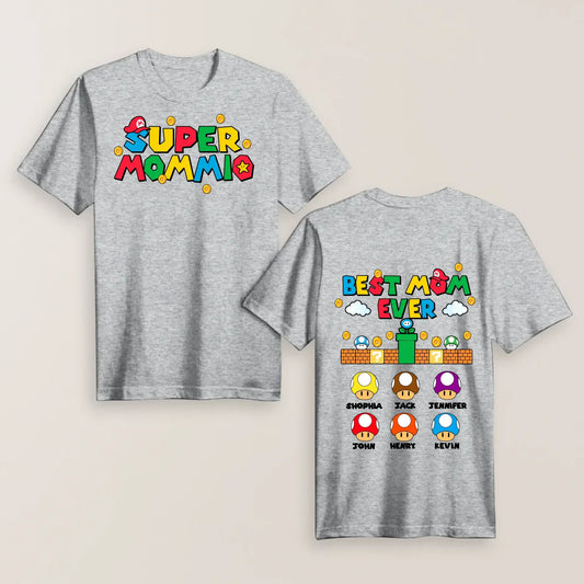 Personalized Super Mommio Shirt with Kids Names - Gift for Mother's Day Shirt