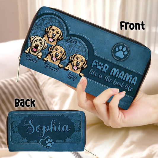 Personalized Pet Mom Long Wallet - Gift Idea For Dog/Cat Lover - Up to 4 Pets - Fur Mama Life Is The Best Life