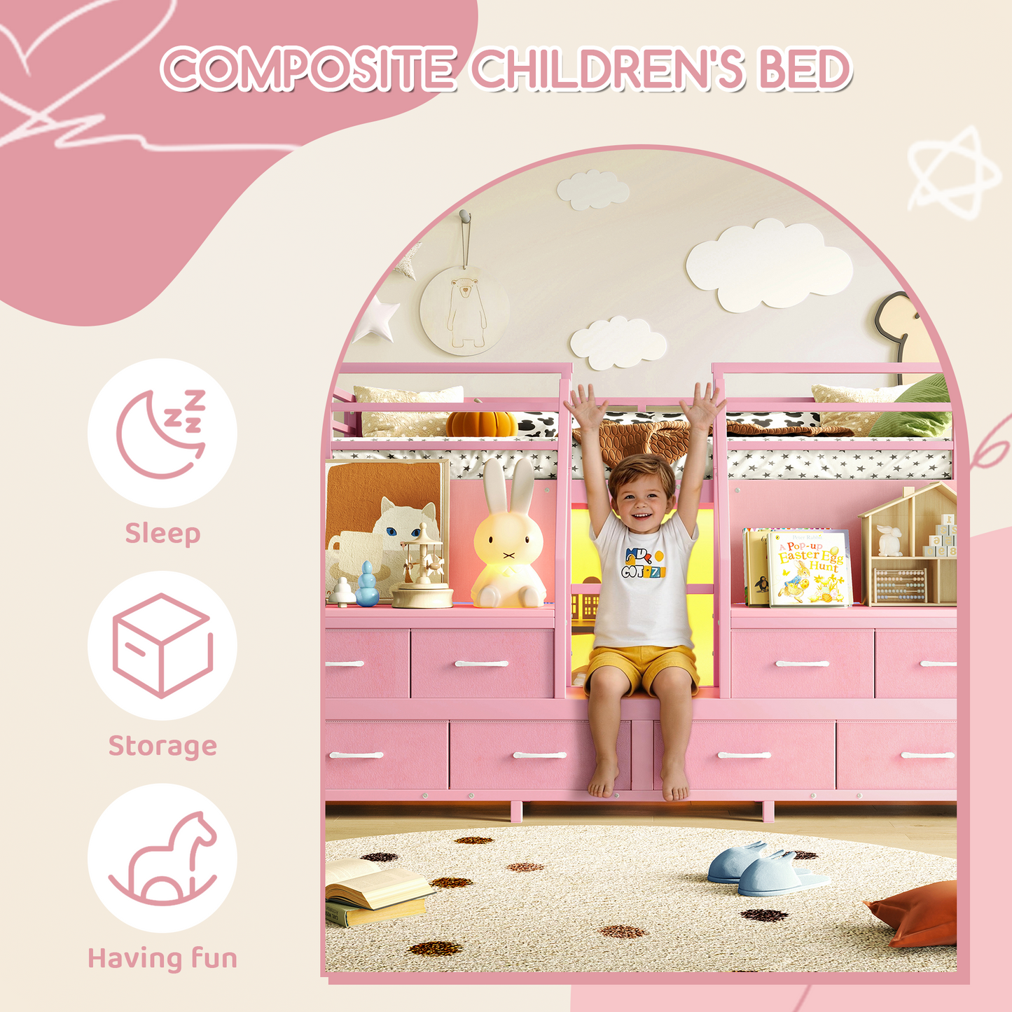 Twin Low Loft Bed with Multi-Storage Spaces