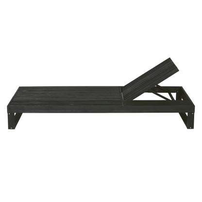 Black Acacia Wood Chaise Lounge