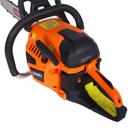 52Cc Gasoline Chainsaw With 20" Oregon Bar And Chain For Wood Cutting Plastic - Orange