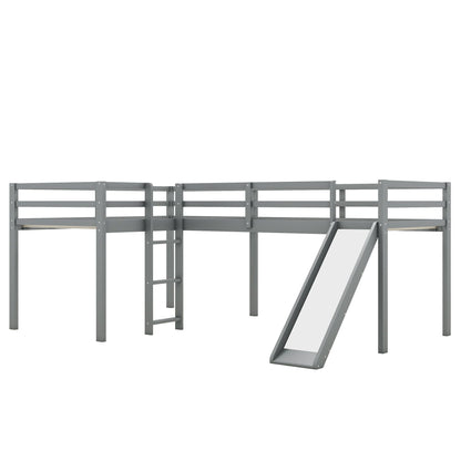 L Shaped Loft Bed With Ladder And Slide