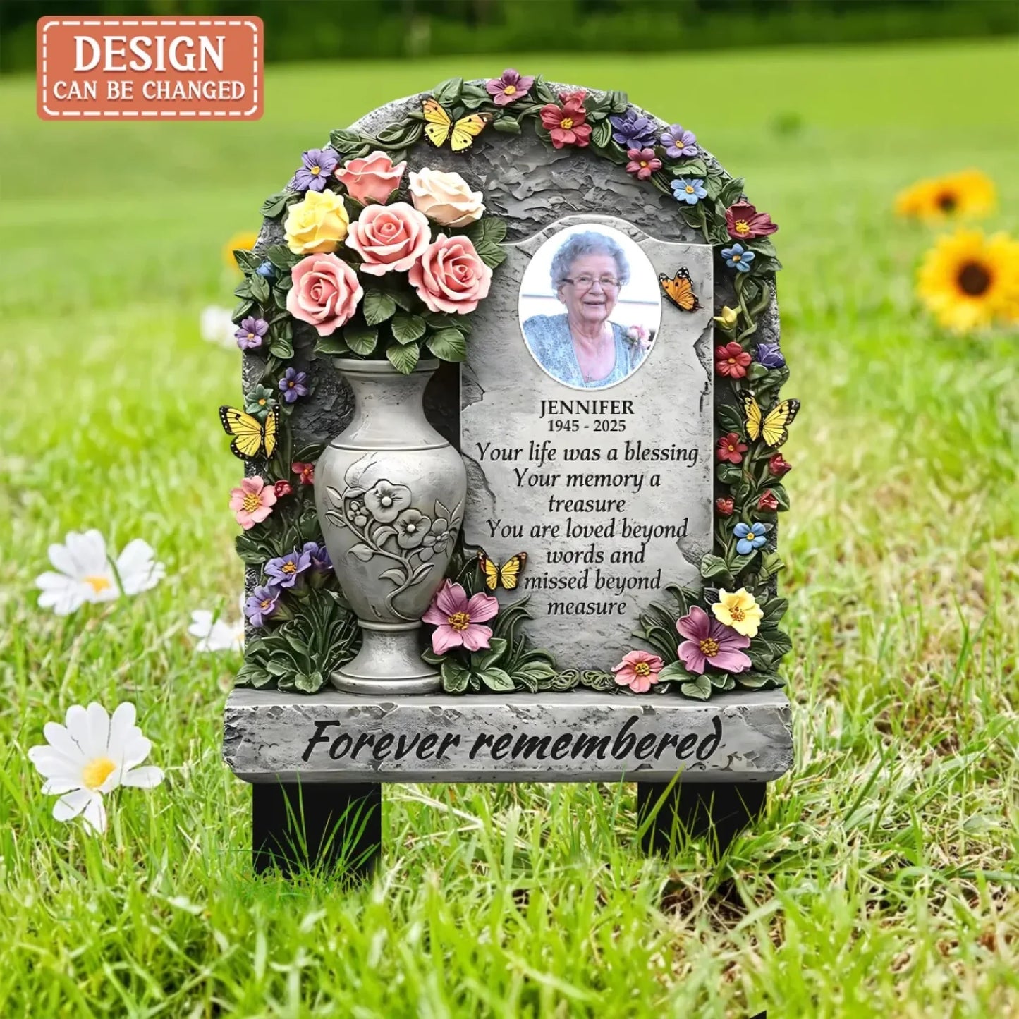 Personalized Memorial Grave Flower Vase Metal Sign - Memorial Gift Idea For Mother's Day - Your Life Was A Blessing
