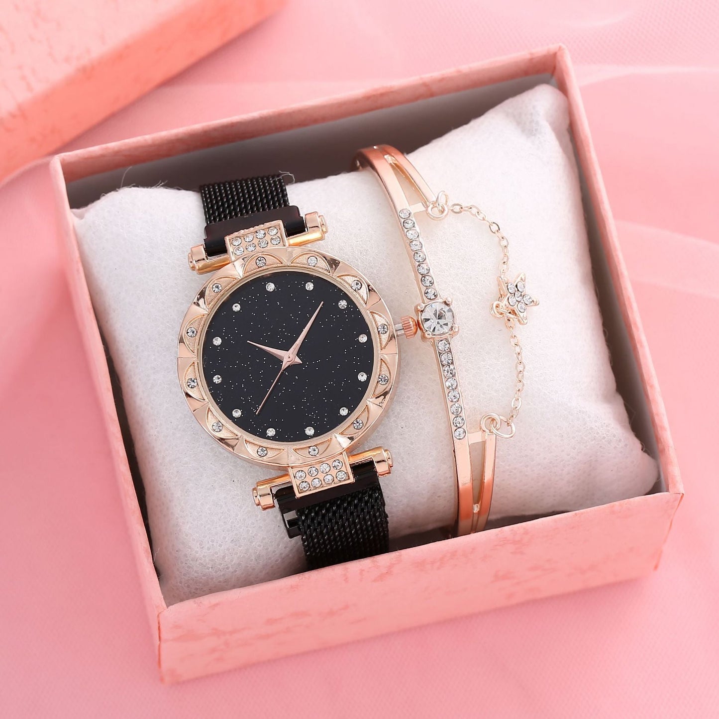 Magnetic Strap Set Womens Quartz Wristwatch