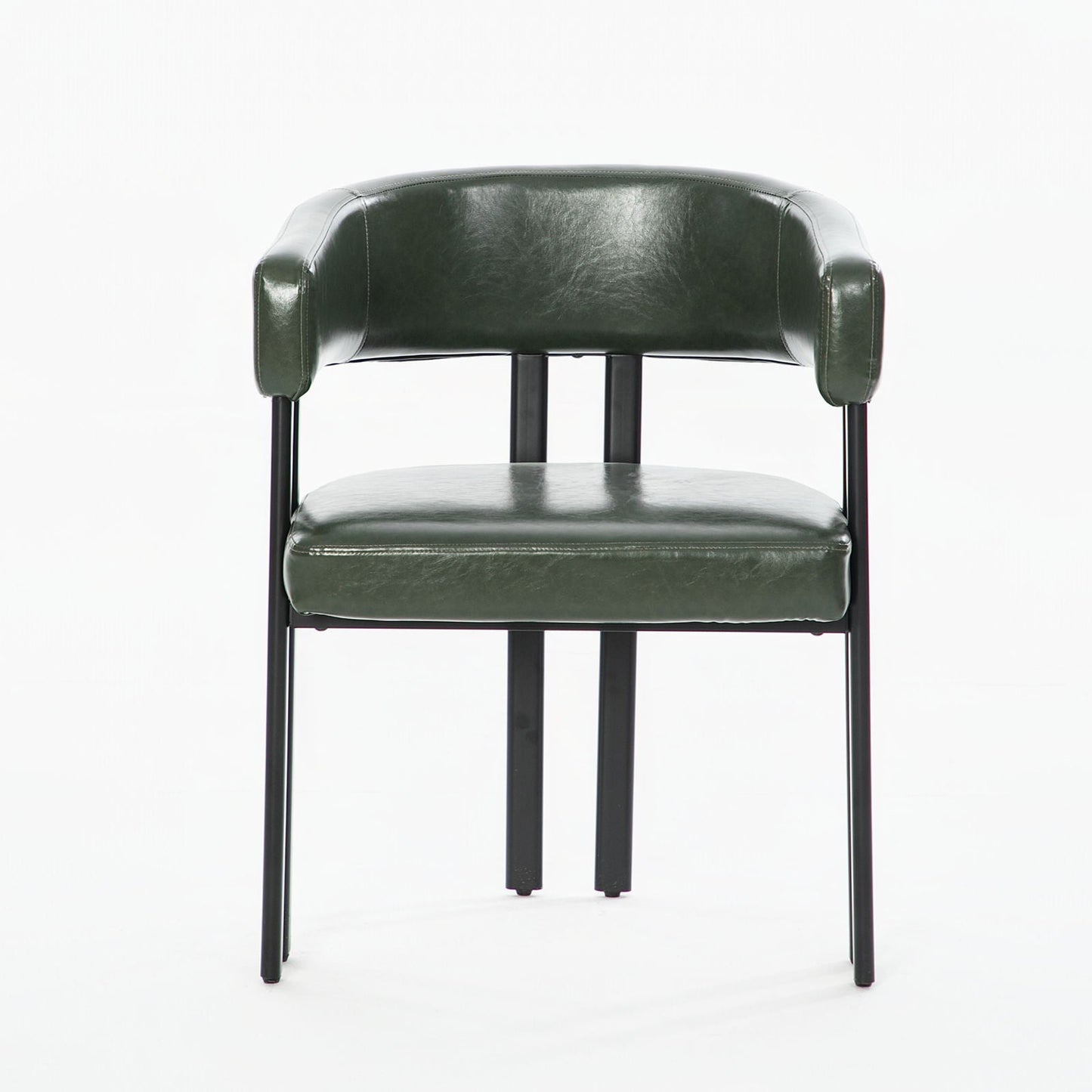 Modern Dining Upholstered Barrel Chair With Curved Back And Armrests