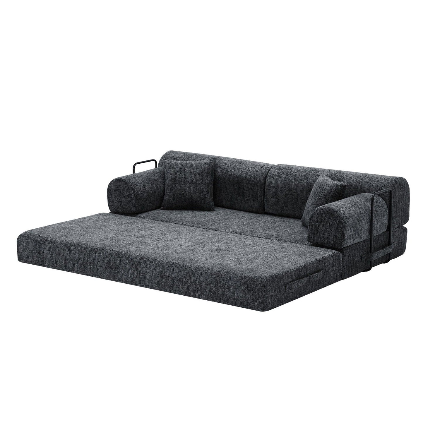 Modern 2 Tone Fabric Convertible Sleeper Sofa Bed
