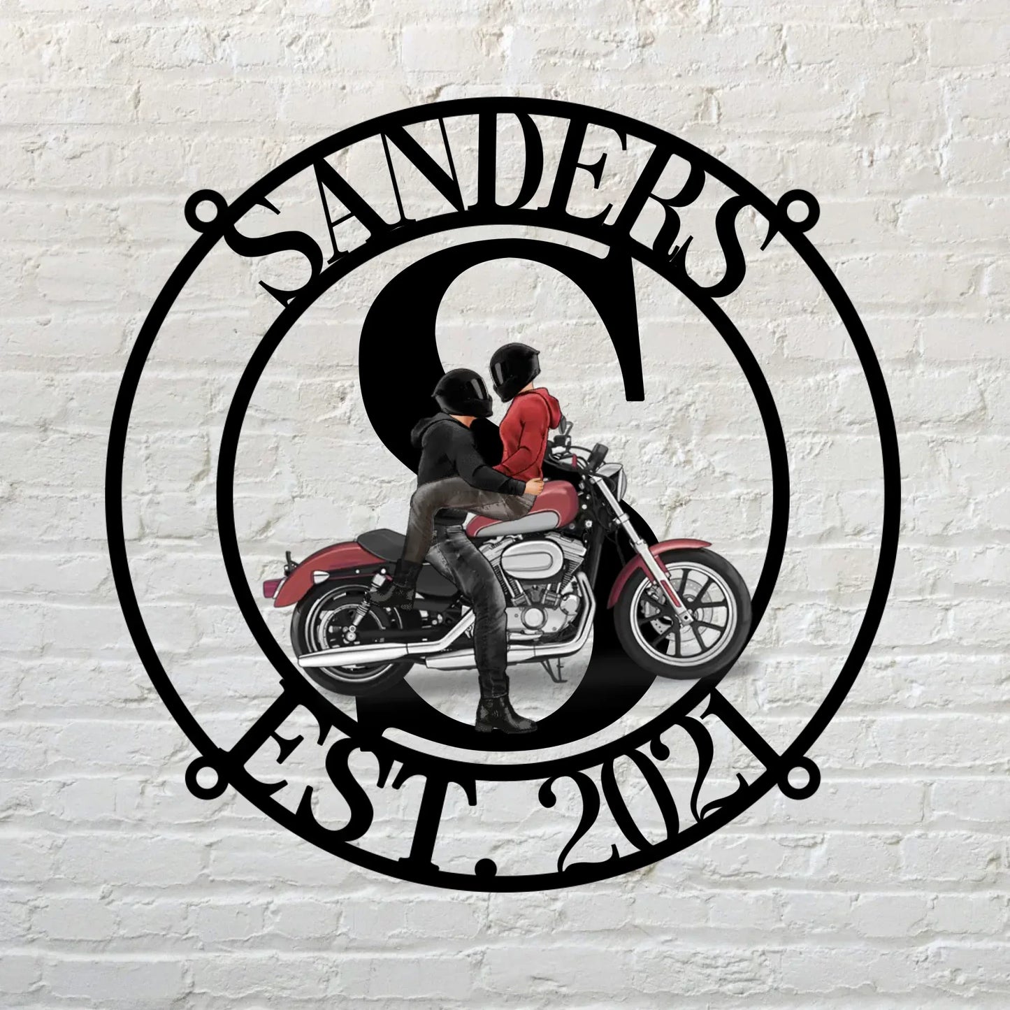 Personalized Family Last Name Metal Sign For Motorcycle Couple - Gift Idea For Couple/ Husband And Wife