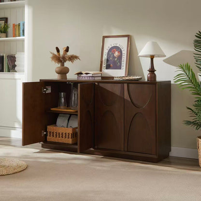 4 Door Accent Cabinet with Solid Wood Carved Doors