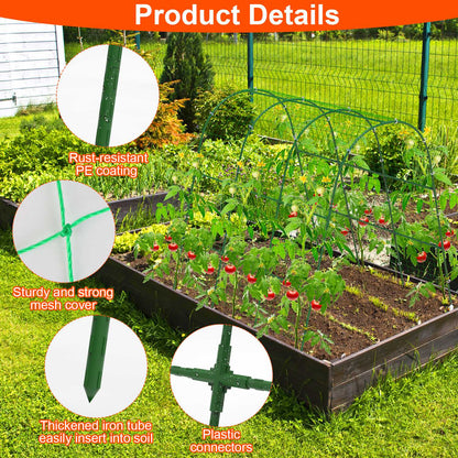 Cucumber Trellis for Raised Bed Arch Garden Trellis for Climbing Plants Vine Vegetables Fruit Flower Grape U-Shaped Frame with Climbing Net Tunnel Pla