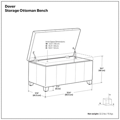 Dover - Upholstered Storage Ottoman Bench