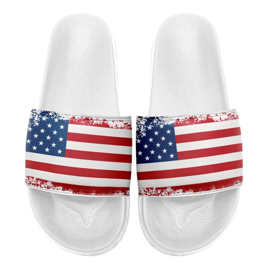 Personalized America Flag Slide Sandal, Custom Pride and Patriotic Indoor and Outdoor Slipper