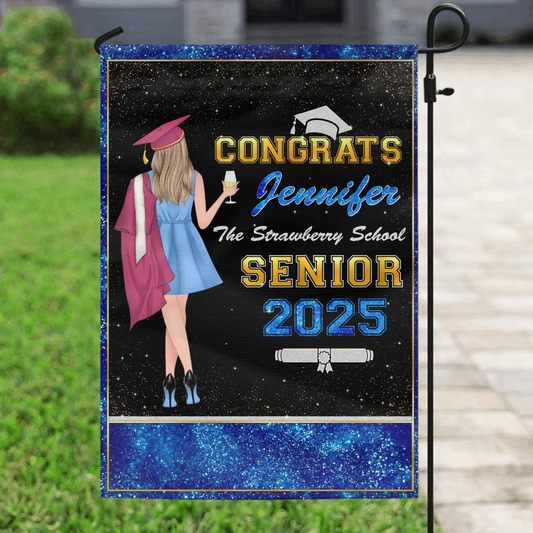Personalized Graduation Senior Flag - Graduation Gift Idea For Daughter/Friend/Sister - Congrats