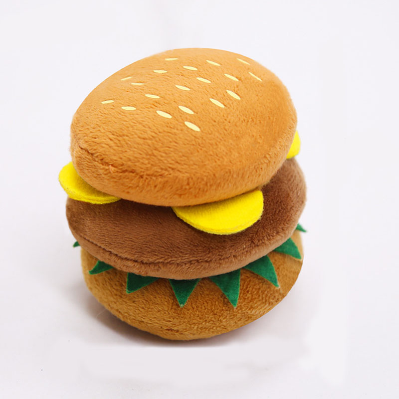 Plush Vocal Toy Cute Cat Toy French Fries Burger Pet Supplies Toy