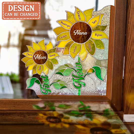 Personalized First Mom Now Nana Sunflower Suncatcher - Mother's Day Gift Idea For Mom/ Grandma