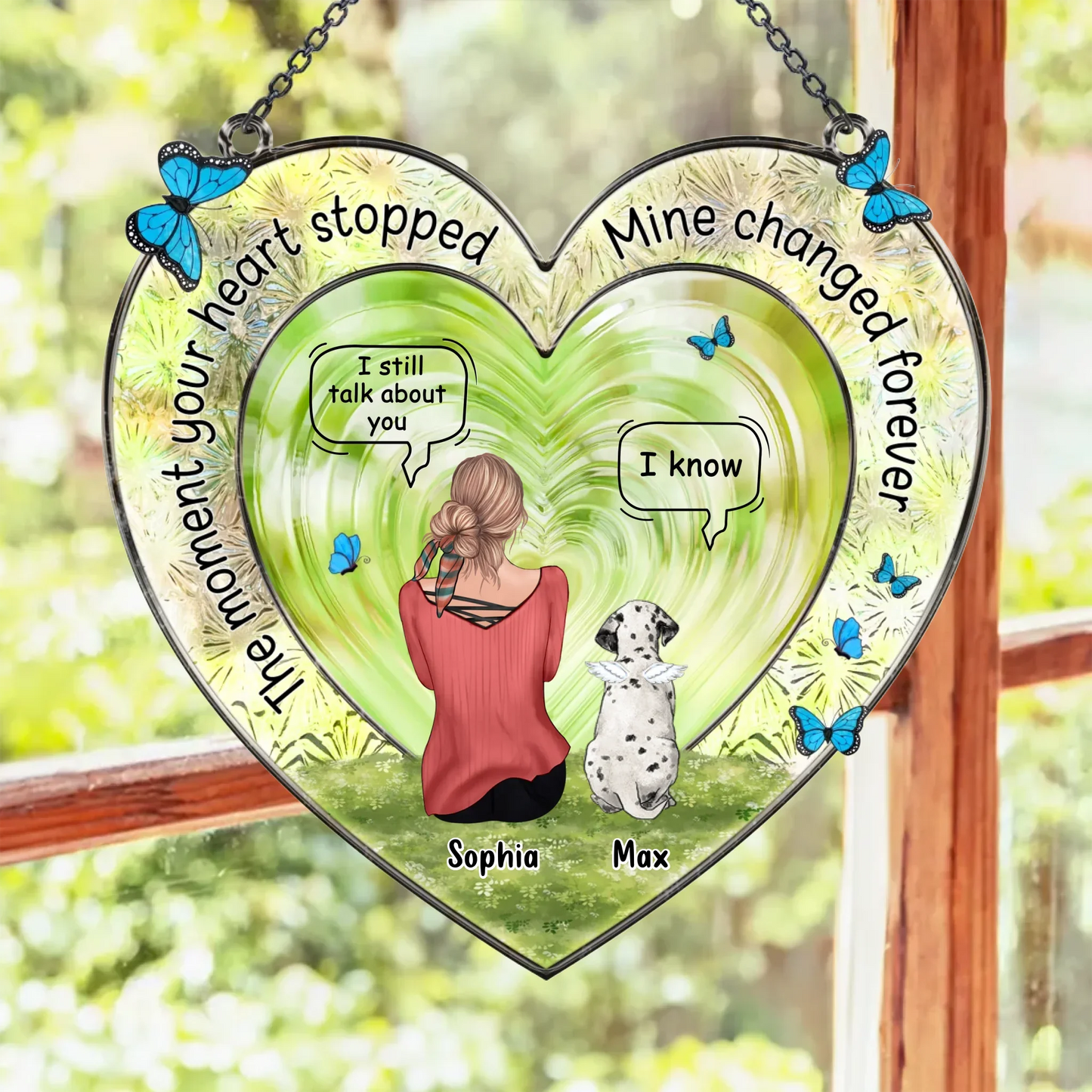 Personalized Memorial Pet Suncatcher - Memorial Gift Idea For Dogs/ Cats/ Rabits Lover - The Moment Your Heart Stopped Mine Changed Forever
