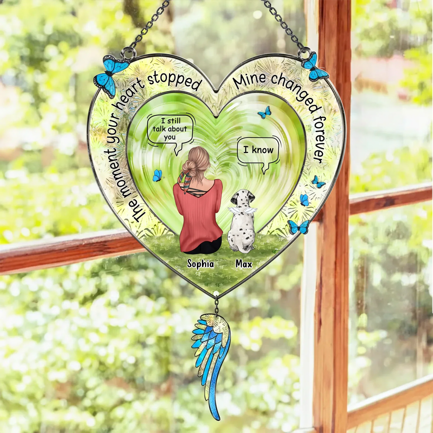 Personalized Memorial Pet Suncatcher - Memorial Gift Idea For Dogs/ Cats/ Rabits Lover - The Moment Your Heart Stopped Mine Changed Forever
