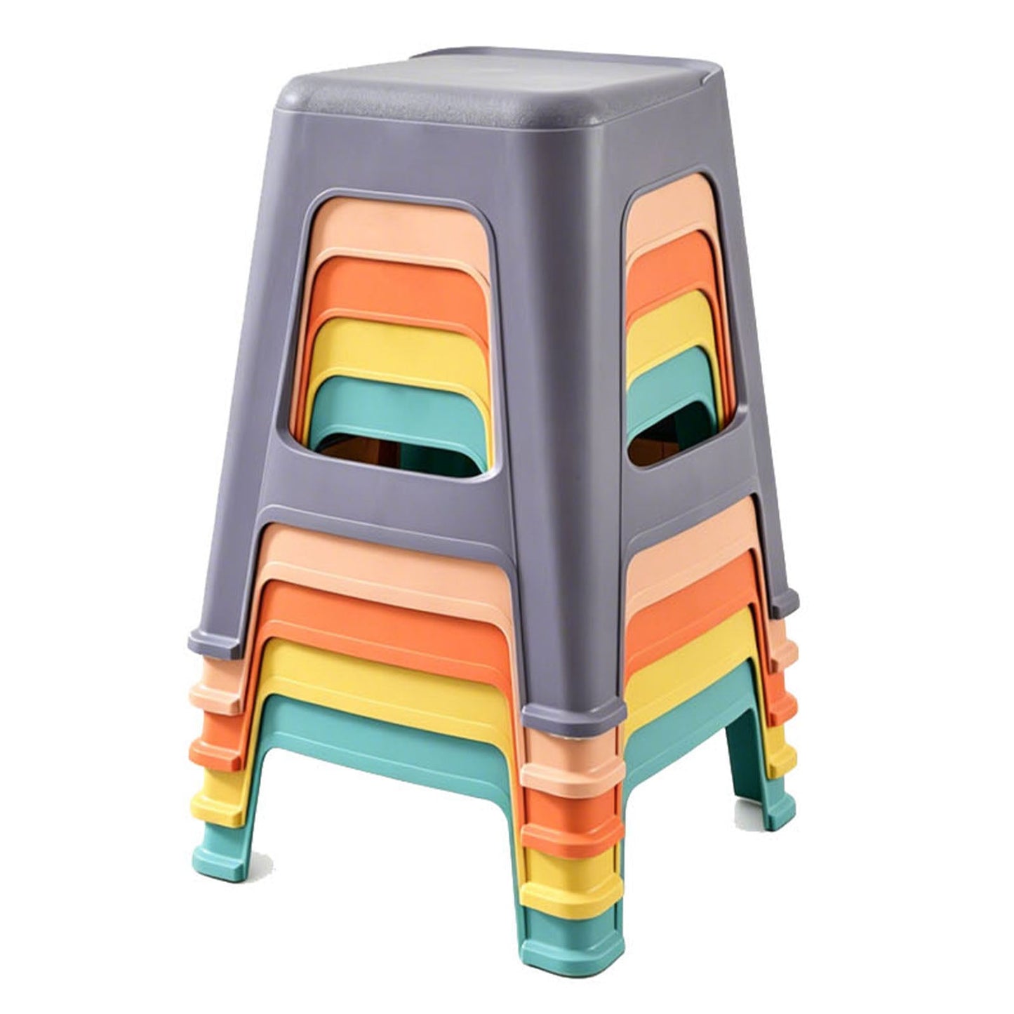 5 Pack Stackable Classroom Stools, 18.8" Height Colorful Nesting Plastic Stool