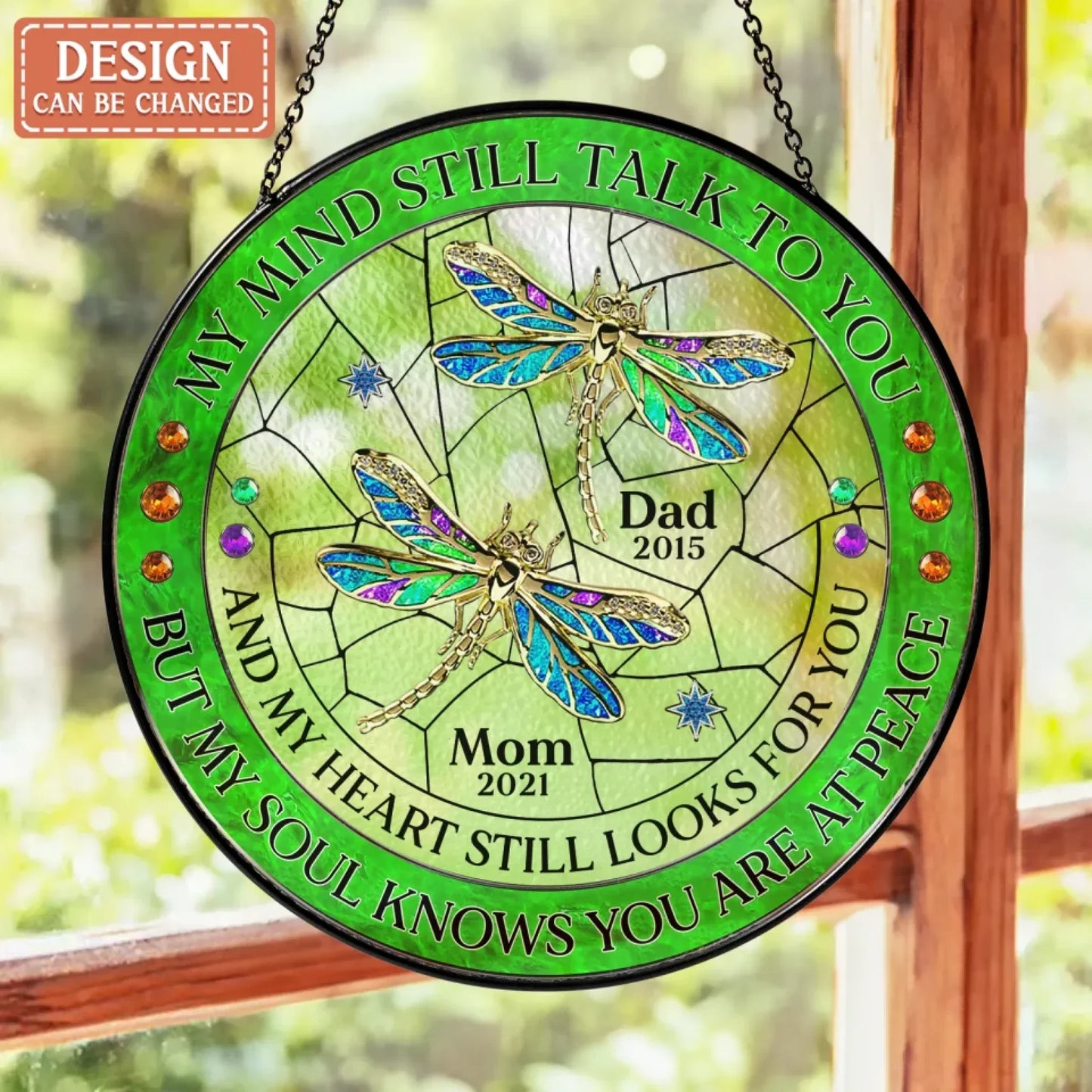 Personalized Memorial Suncatcher - Memorial Gift Idea - My Mind Still Talks To You