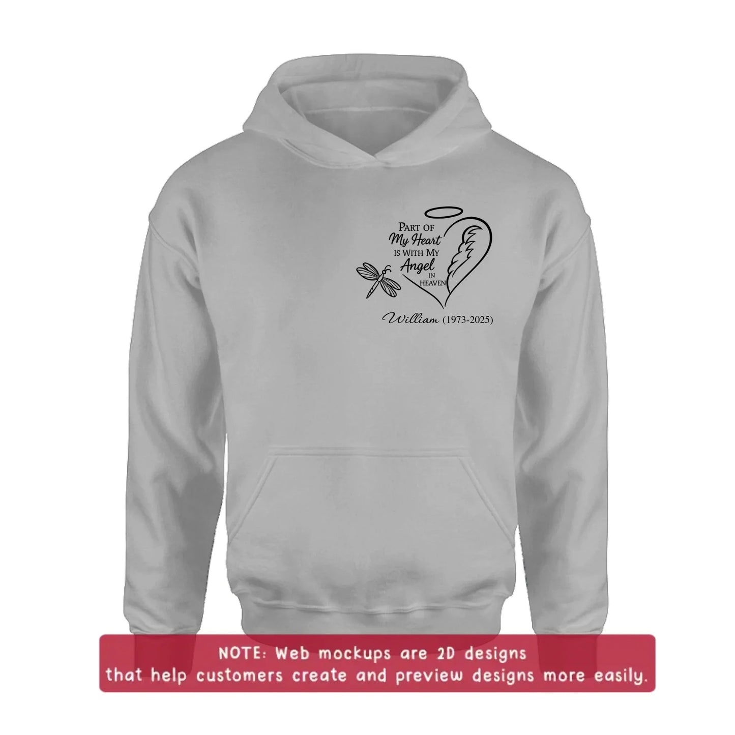 Personalized Memorial Embroidered T-Shirt/Sweater/Hoodie - Memorial Gift Idea - Part Of My Heart Is With My Angel In Heaven