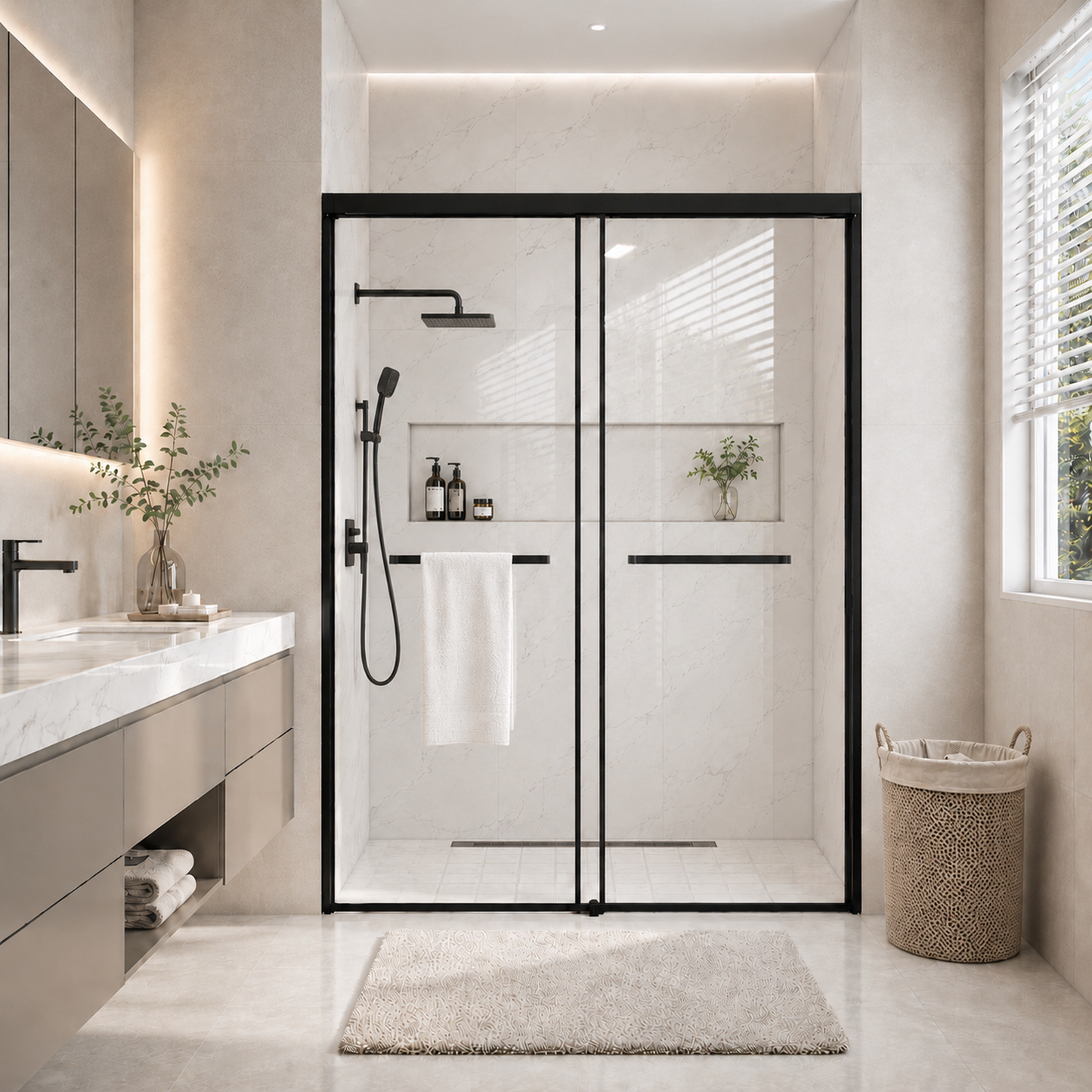 60 in. W x 72 in. H Semi-Frameless Sliding Shower Door