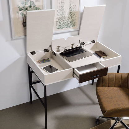 Verster - Writing Desk With USB - Black / Natural