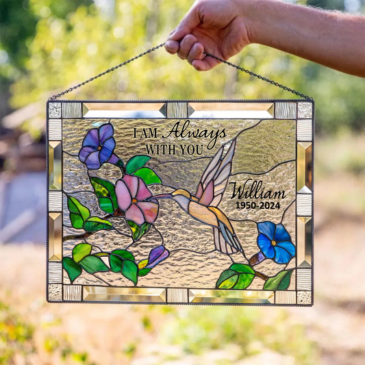 Personalized Memorial Rectangle Diamond Glass - Memorial Gift Idea For Loss Of Family - I Am Always With You