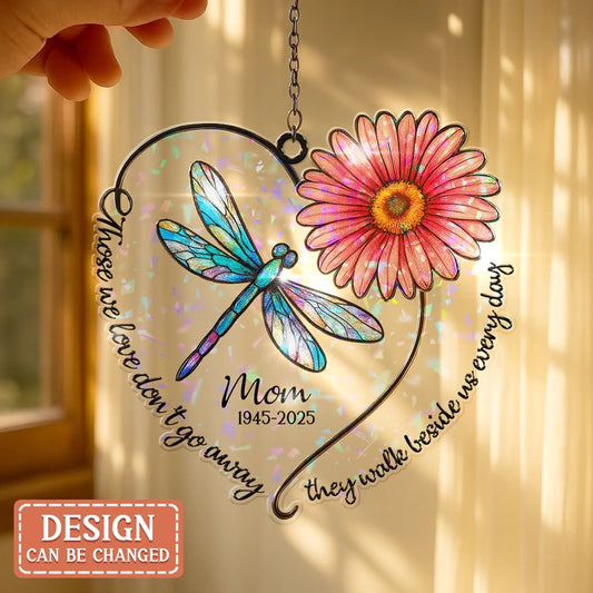 Personalized Memorial Colorful Hanging Suncatcher - Memorial Gift Idea For Family Member - Always On My Mind Forever In My Heart
