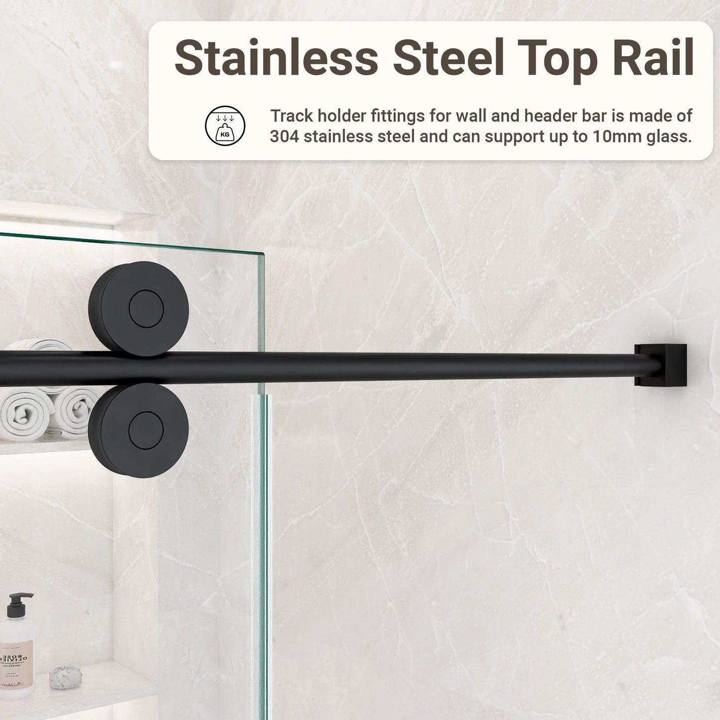56-60"W x 72"H Frameless Single Sliding Shower Door