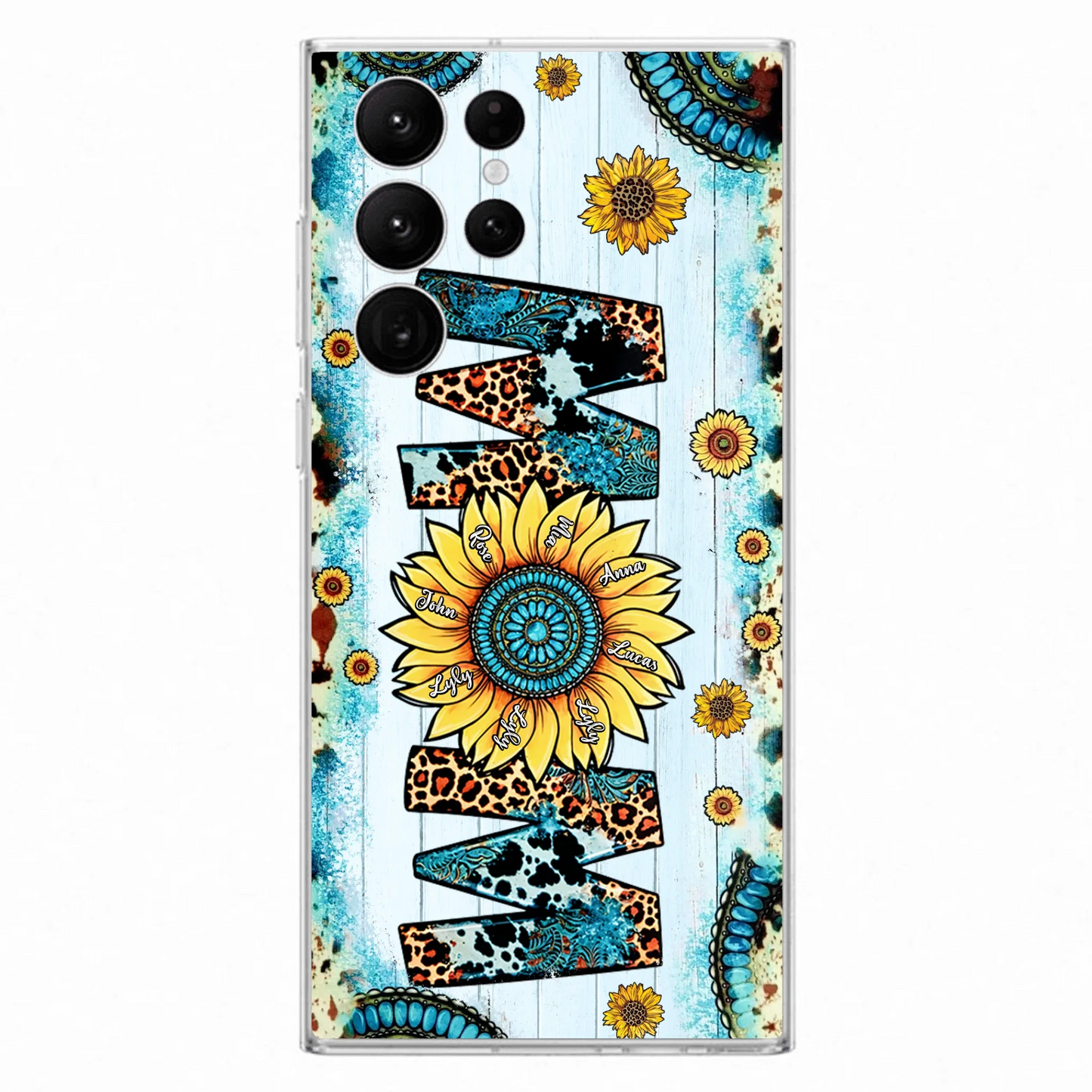 Custom Personalized Mom Sunflower Phone Case - Mother's Day Gift Idea - Upto 8 Kids - Case For iPhone/ Samsung
