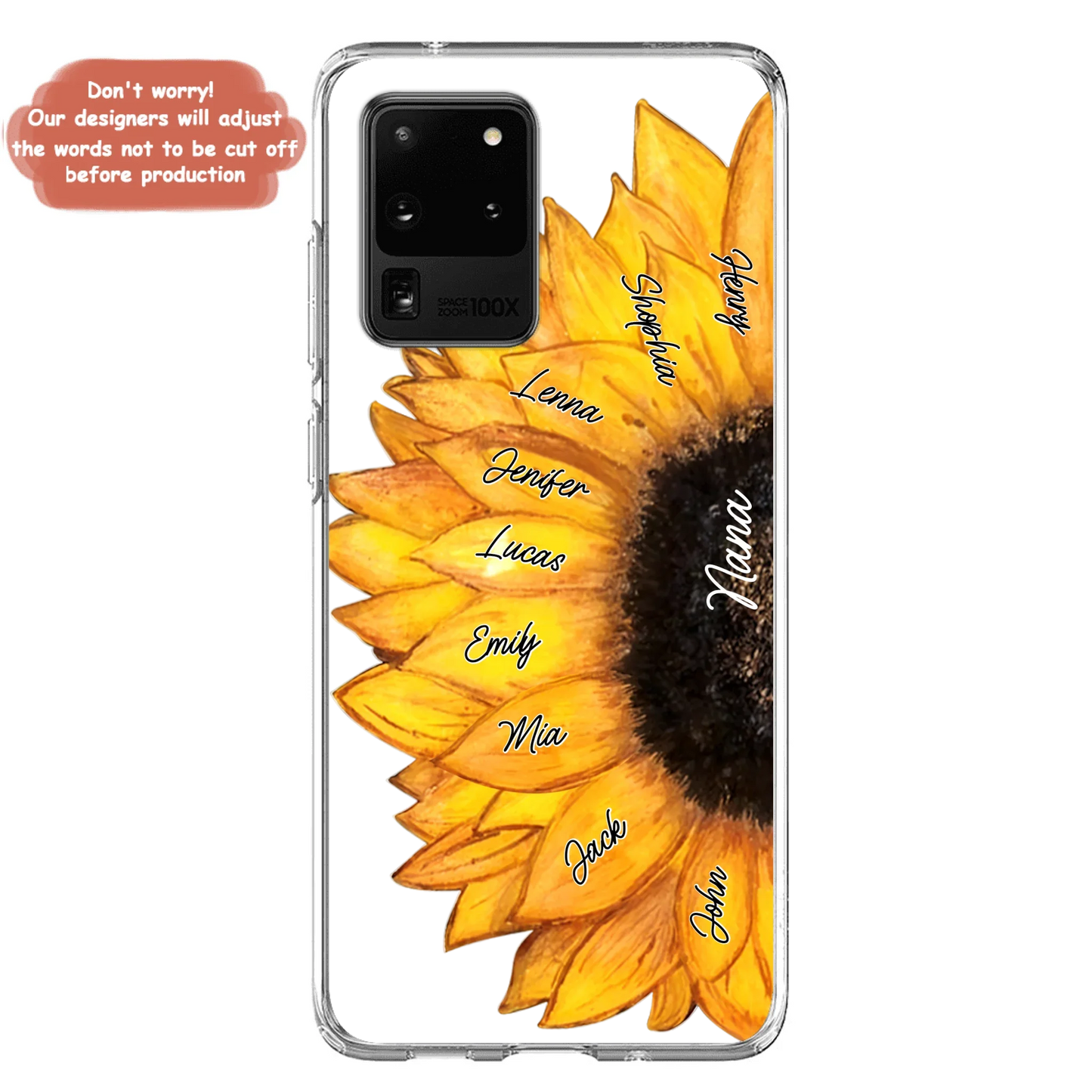 Custom Personalized Sunflower Grandma Phone Case -Upto 9 Kids - Mother's Day Gift Idea for Mom/Grandma