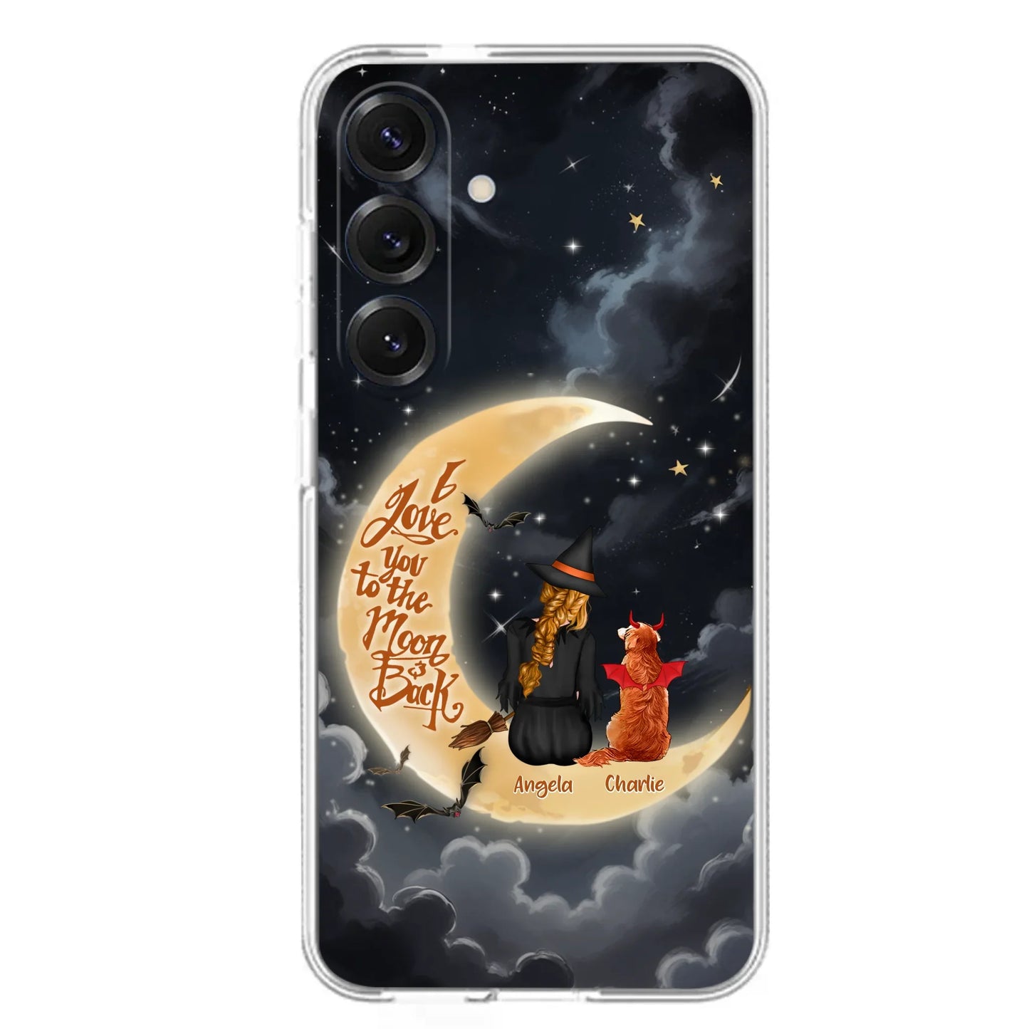 Custom Personalized Witch Dog Phone Case - Gift Idea To Dog Mom/ Dog Lover - I Love You To The Moon And Back - Case For Xiaomi/ Oppo/ Huawei