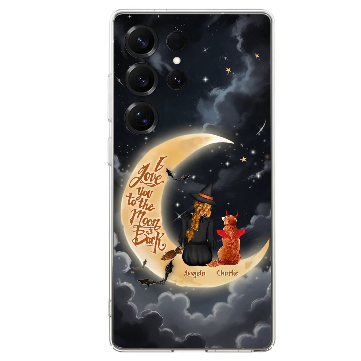 Custom Personalized Witch Dog Phone Case - Gift Idea To Dog Mom/ Dog Lover - I Love You To The Moon And Back - Case For Xiaomi/ Oppo/ Huawei