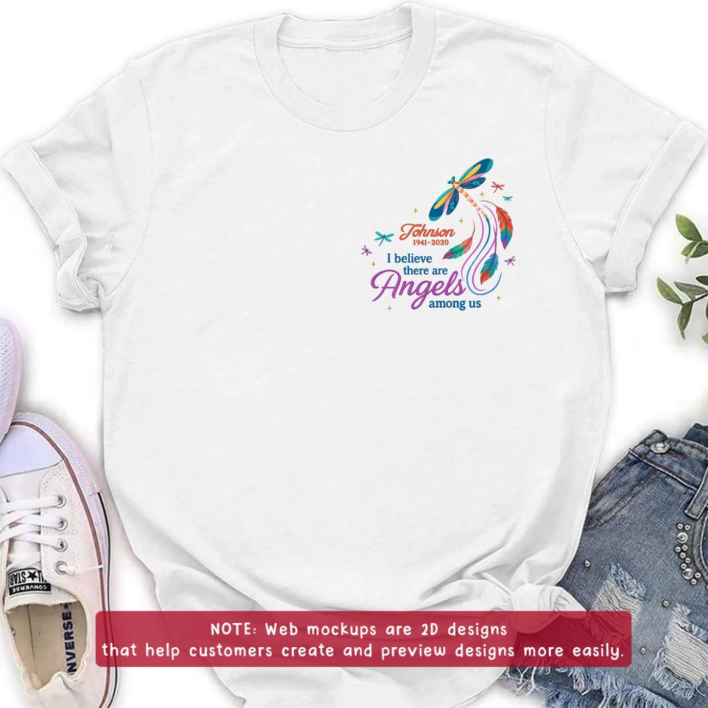 Personalized Memorial Embroidered T-Shirt/Sweater/Hoodie - Memorial Gift Idea - I Believe There Are Angels Among Us