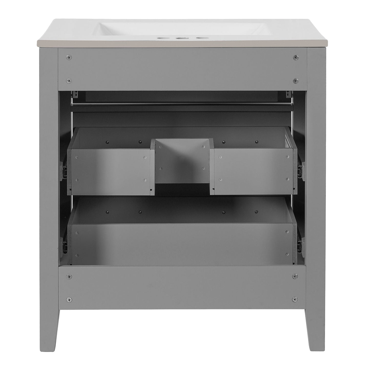 Retro Bathroom Vanity With Sink Combo, Free Standing Single Set With 3 Drawers