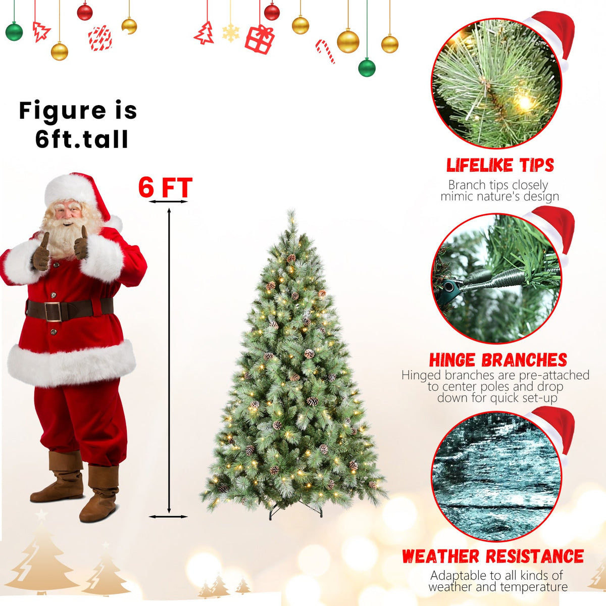 Premium 5FT Christmas Tree with 200 Warm Lights
