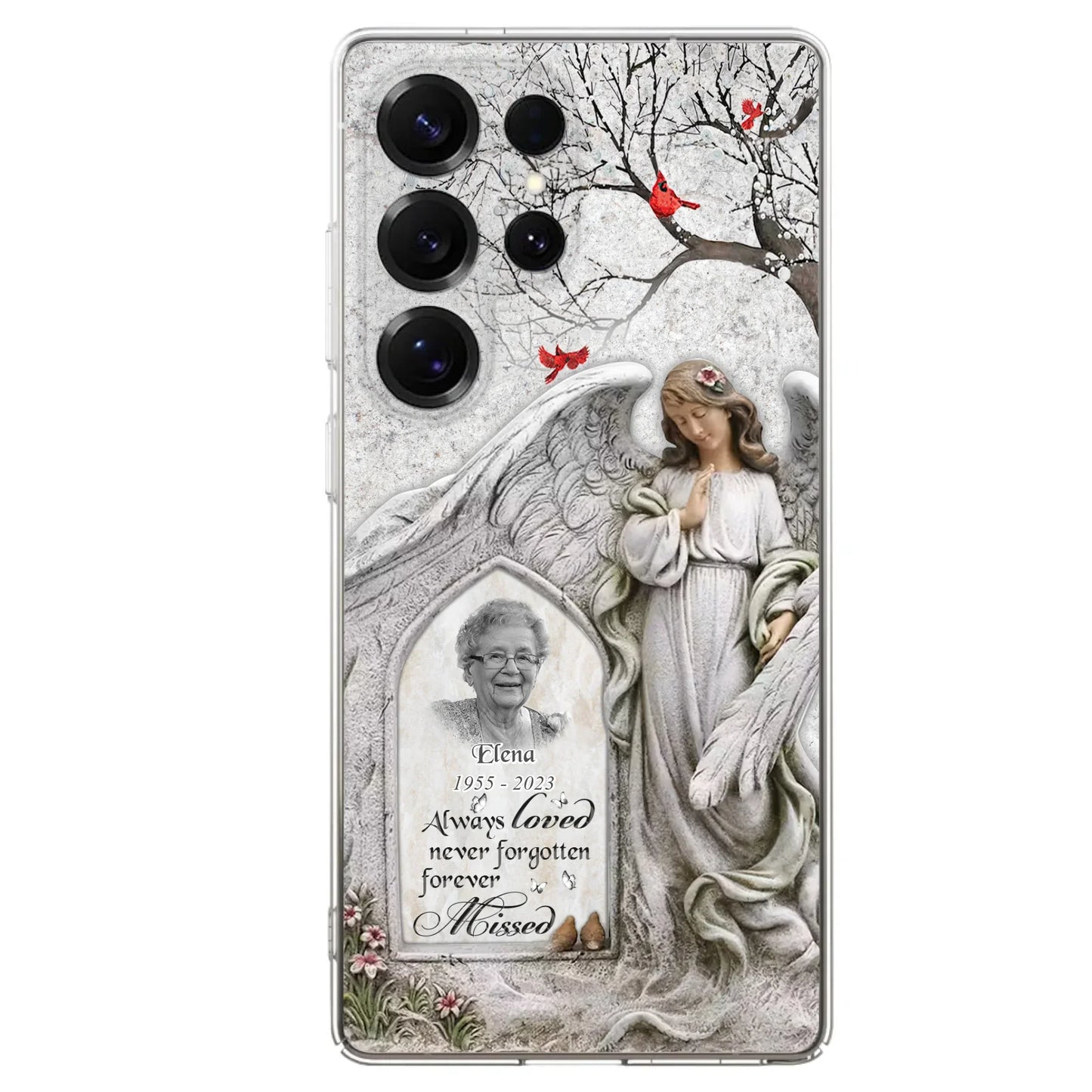 Custom Personalized Angel Memorial Phone Case - Upload Photo - Memorial Gift Idea For Family Member - Always Loved Never Forgotten Forever Missed - Case For iPhone/Samsung