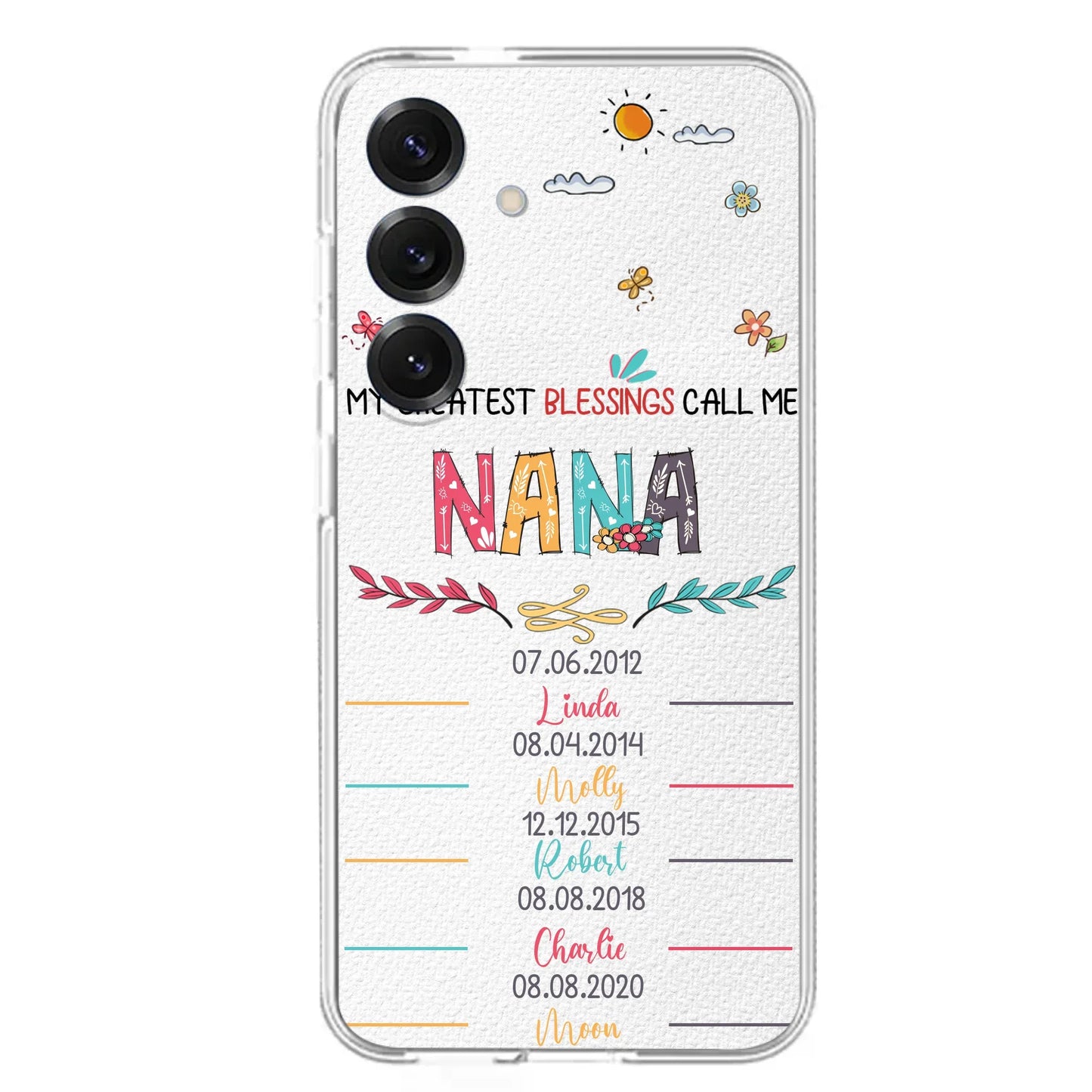 Personalized Grandma Phone Case - Gift Idea For Grandma - Upto 5 Grandkids - My Greatest Blessings Call Me Nana - Case For iPhone/Samsung