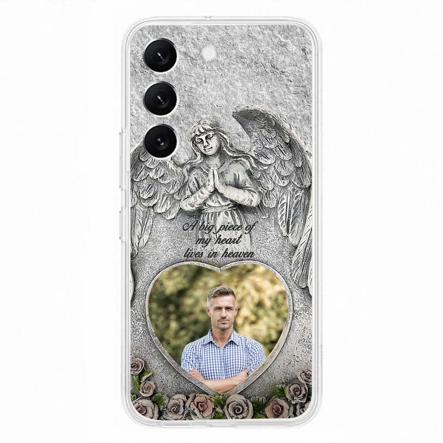 Custom Personalized Memorial Photo Phone Case - Memorial Gift Idea For Family Member - A Big Piece Of My Heart Lives In Heaven - Case For iPhone/Samsung