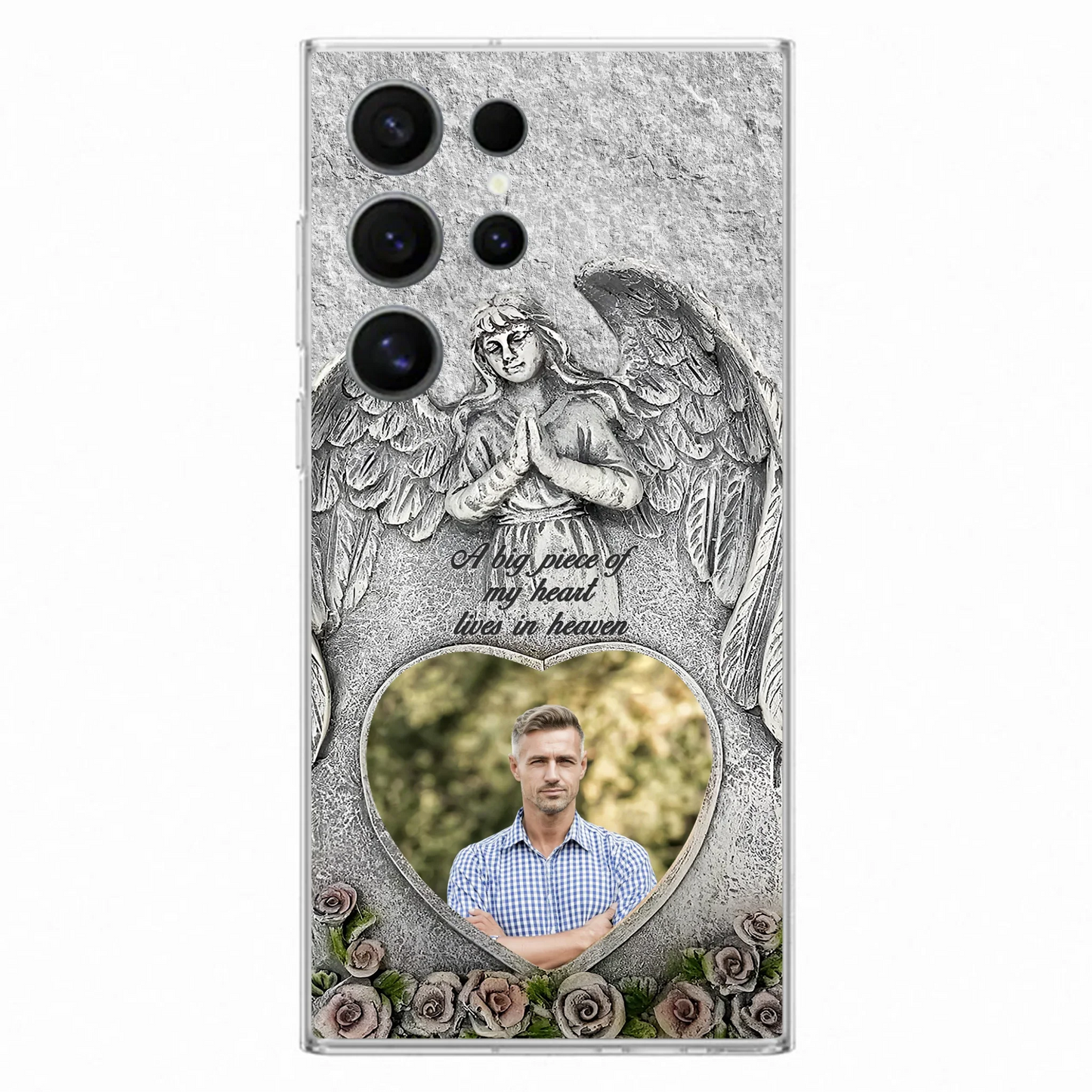 Custom Personalized Memorial Photo Phone Case - Memorial Gift Idea For Family Member - A Big Piece Of My Heart Lives In Heaven - Case For iPhone/Samsung