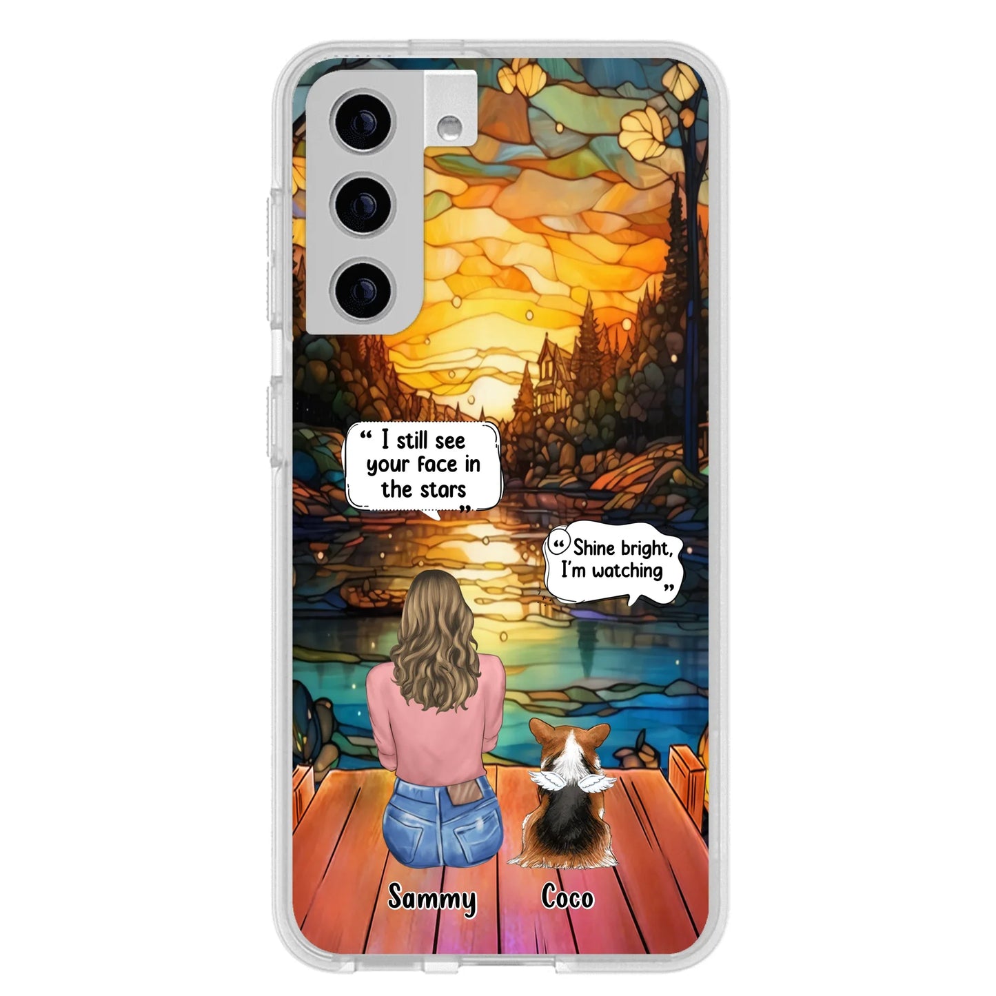 Personalized Memorial Pet Phone Case - Memorial Gift Idea For Dog/Cat/Rabbits Owners - I Still See Your Face In The Stars - Case For iPhone/Samsung