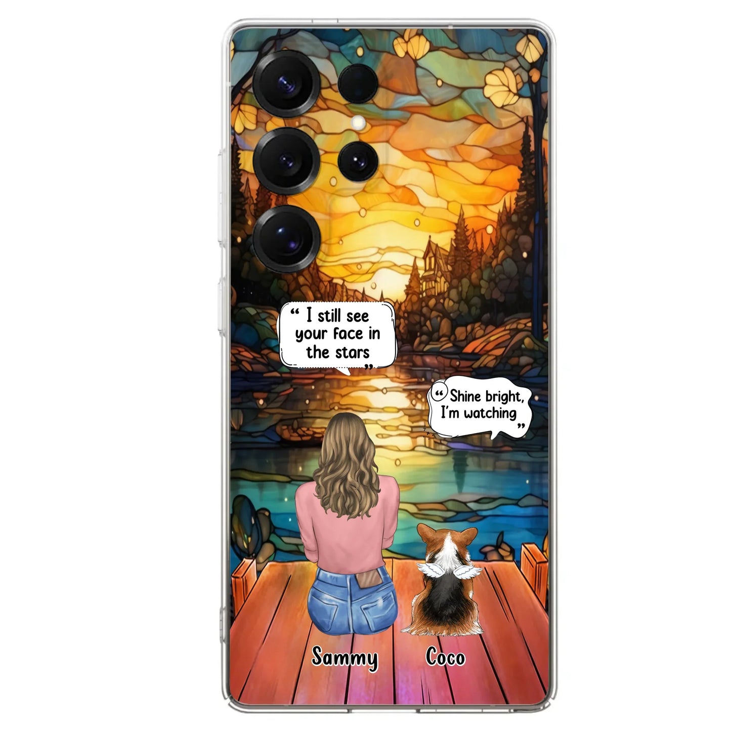 Personalized Memorial Pet Phone Case - Memorial Gift Idea For Dog/Cat/Rabbits Owners - I Still See Your Face In The Stars - Case For iPhone/Samsung