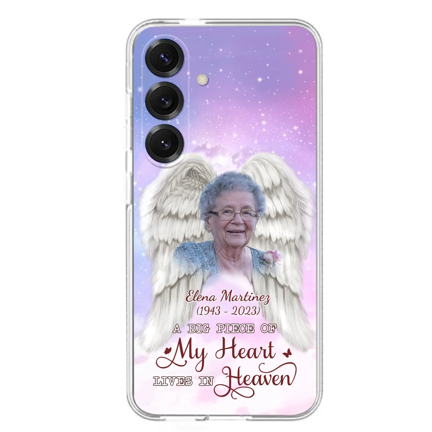 Custom Personalized Memorial Photo Phone Case - Memorial Gift Idea for Family - A Big Piece Of My Heart Lives In Heaven - Case for iPhone/Samsung