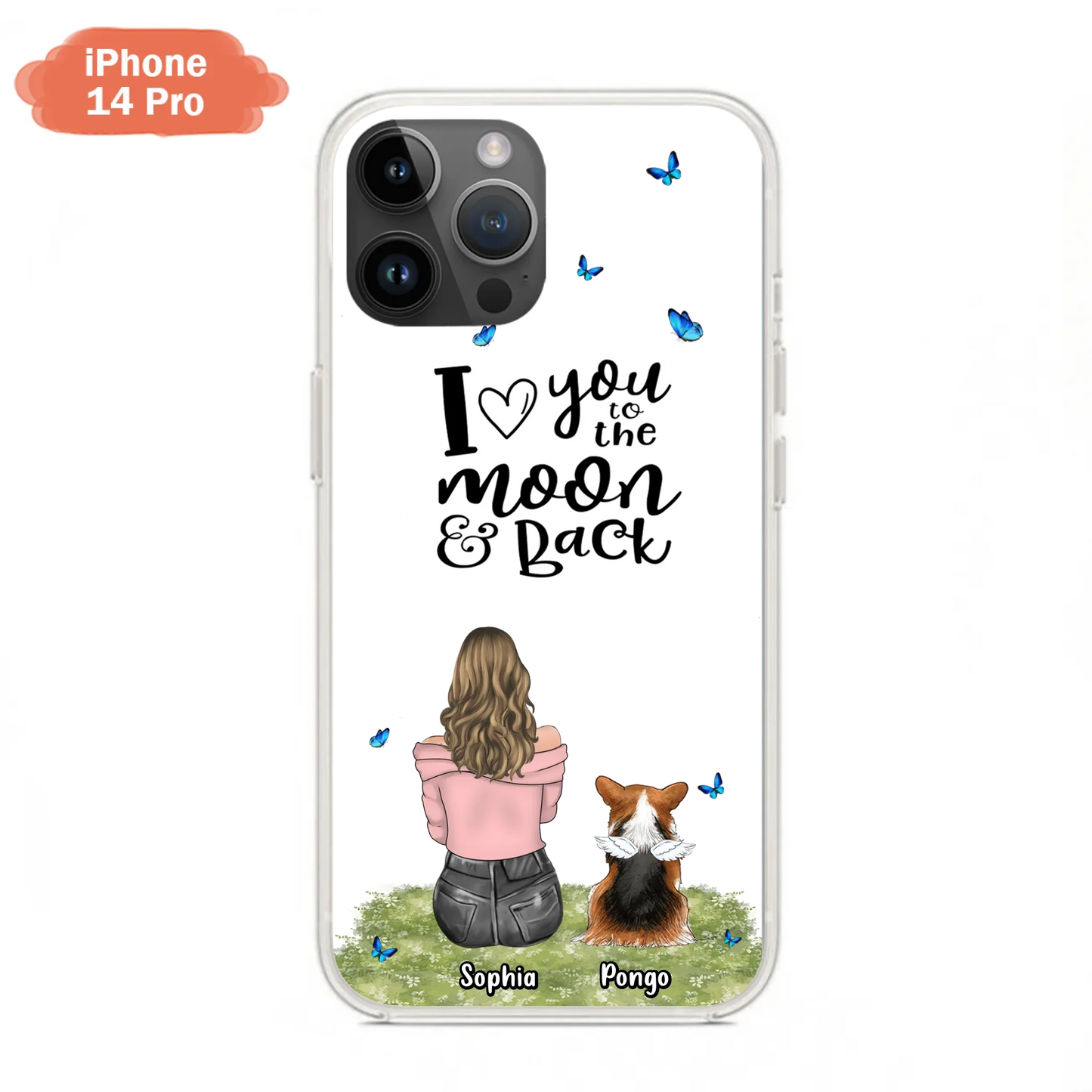 Personalized Dog Phone Case - Upto 4 Dogs - Gift Idea For Dog Owners - I Love You To The Moon & Back  - Case For iPhone/Samsung