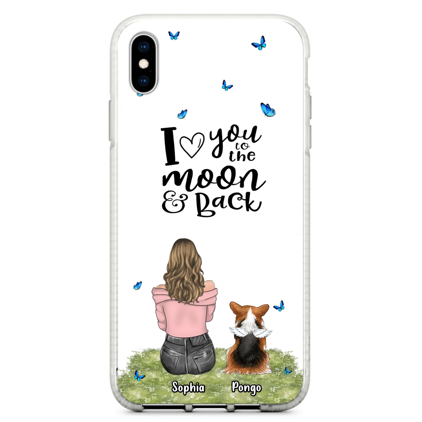 Personalized Dog Phone Case - Upto 4 Dogs - Gift Idea For Dog Owners - I Love You To The Moon & Back  - Case For iPhone/Samsung