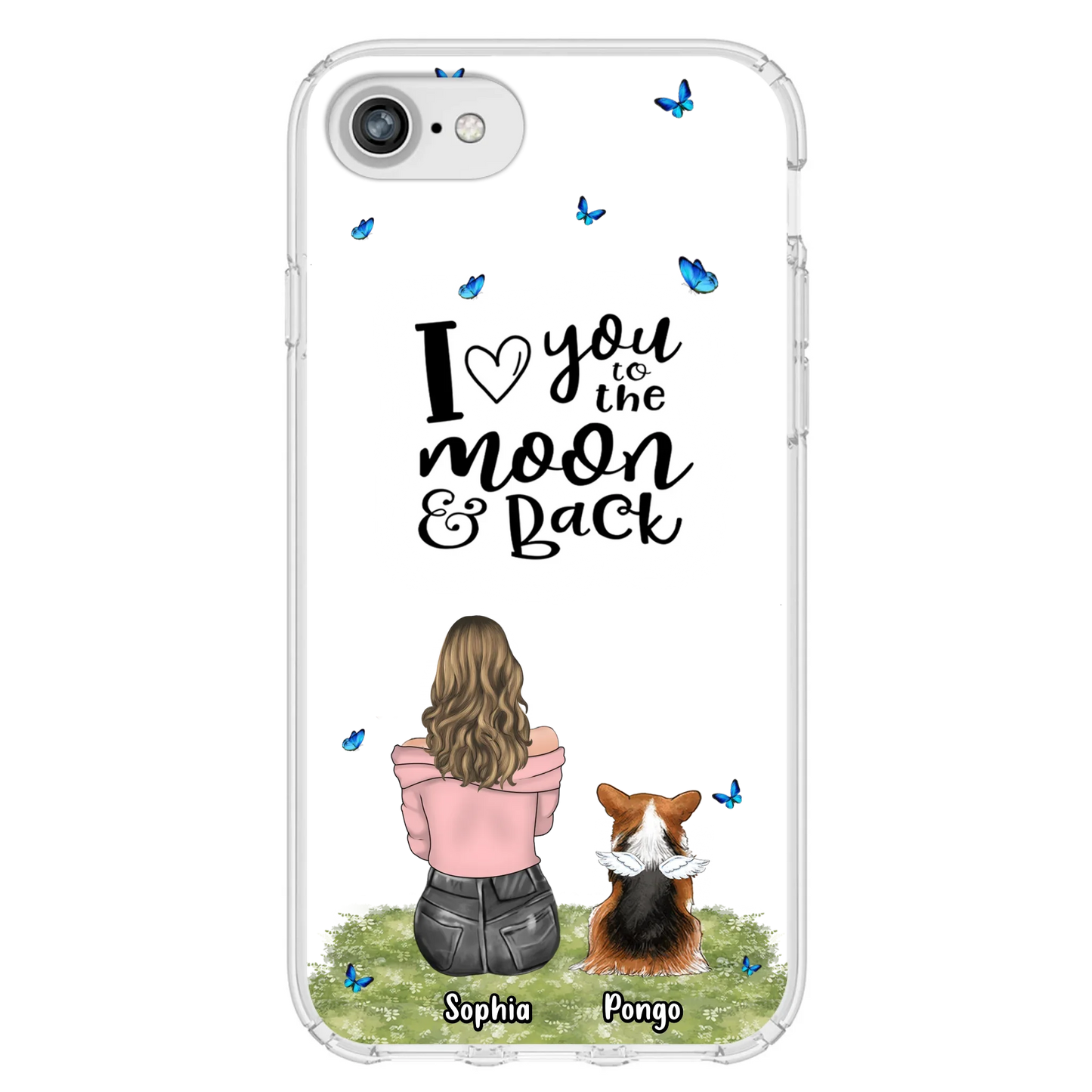 Personalized Dog Phone Case - Upto 4 Dogs - Gift Idea For Dog Owners - I Love You To The Moon & Back  - Case For iPhone/Samsung