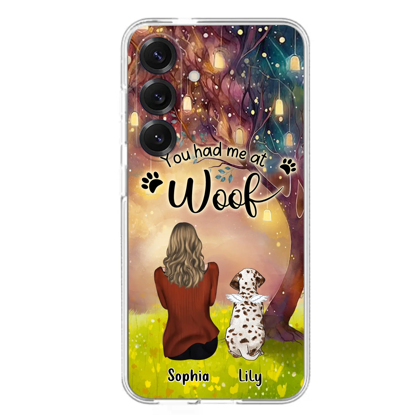Custom Personalized Memorial Dog Mom Phone Case - Upto 3 Dogs - Memorial Gift Idea for Dog Lovers - You Had Me At Woof