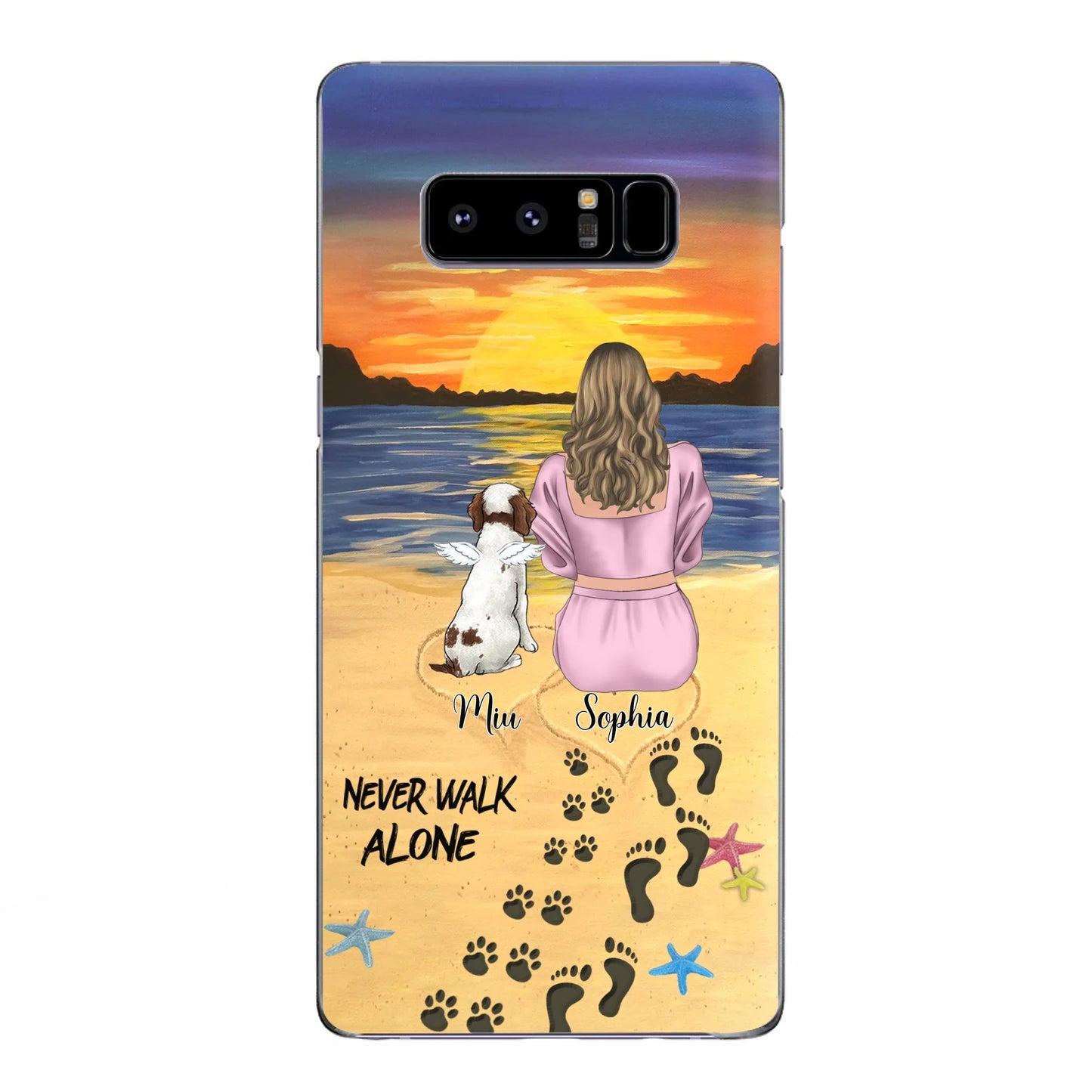 Custom Personalized Memorial Dog Mom Phone Case - Upto 3 Dogs - Memorial Gift Idea for Dog Owners - Never Walk Alone - Case for iPhone/Samsung